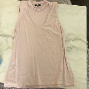 Express flowy long dressy tank top neck cutout light pink large